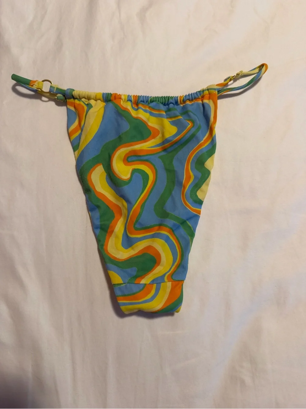Pacsun La Hearts Yellow & Multicolor Swirl Triangle Bikini Top and Bottom set